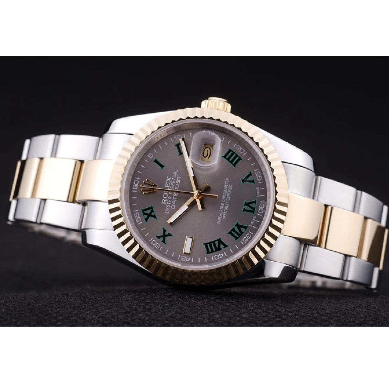 Good Copy Rolex Watches Ribbed Grey Bezel Datejust Dial Rolex 7460 0706